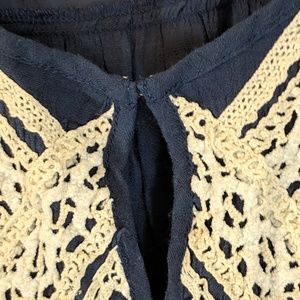 Spense Tops - Boho Smock Top with White Lace Applique Work sz M Spense Tops - Boho Smock Top with White Lace Applique Work sz M